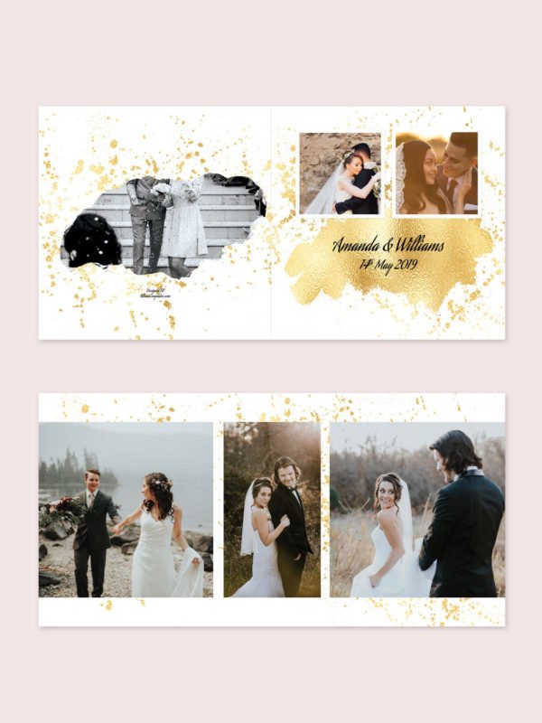 Gold Foliage Wedding Album Template
