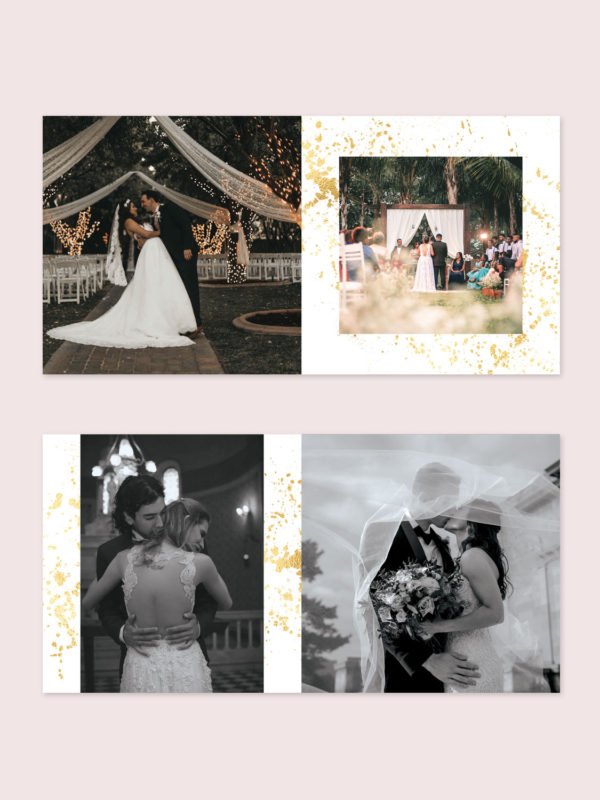 Gold Foliage Wedding Album Template
