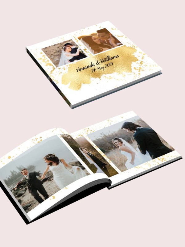 Gold Foliage Wedding Album Template
